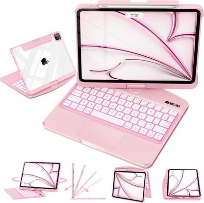 Minimal Rotating iPad Keyboard Case — Blush Pink