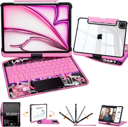 Y2K Style Rotating iPad Keyboard Case — Pink